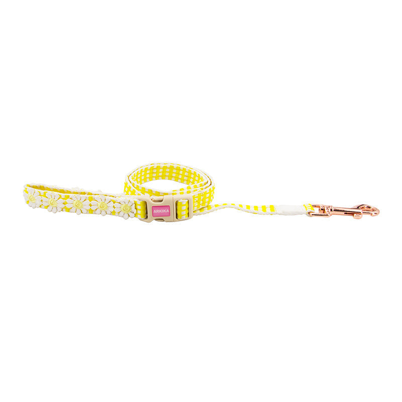 JMT-423114 Fashionable Pastoral Flower and Fruit Pet Leash Set in Pineapple Yellow and Peach Powder