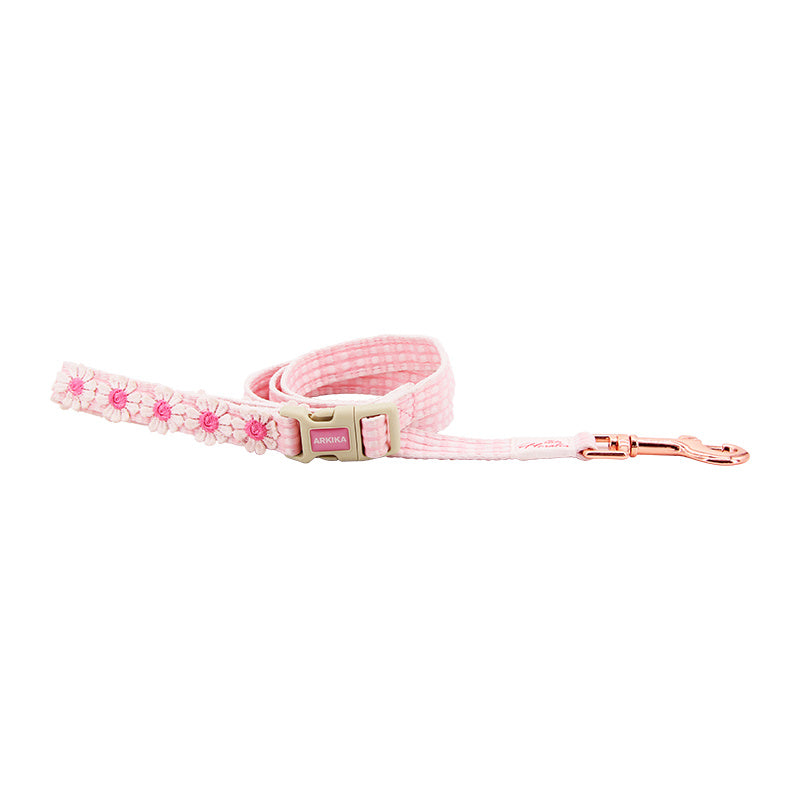 JMT-423114 Fashionable Pastoral Flower and Fruit Pet Leash Set in Pineapple Yellow and Peach Powder
