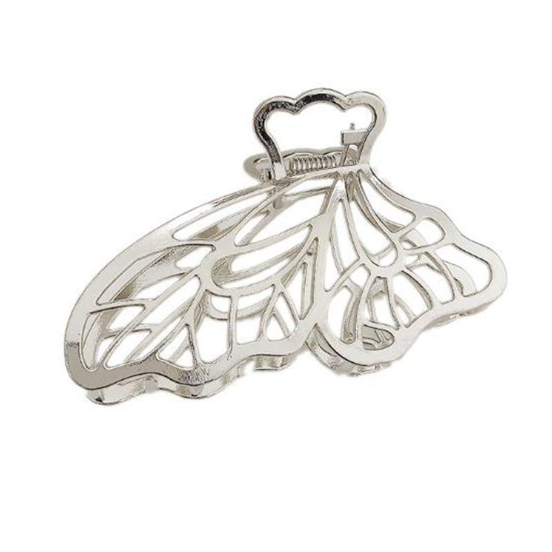 JMT-423306 Dongdaemun Minimalist Metal Clip Hair Claw - Gold-Plated Duck Clip with Flower and Shell Design