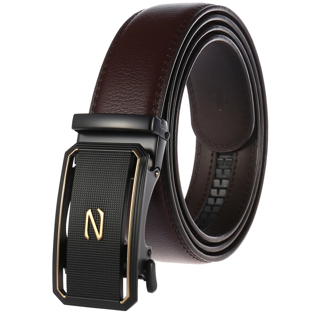 JMT-423370 Automatic Two-Layer Cowhide Men's Belt with Durable Buckle - Model LY36-21596-1