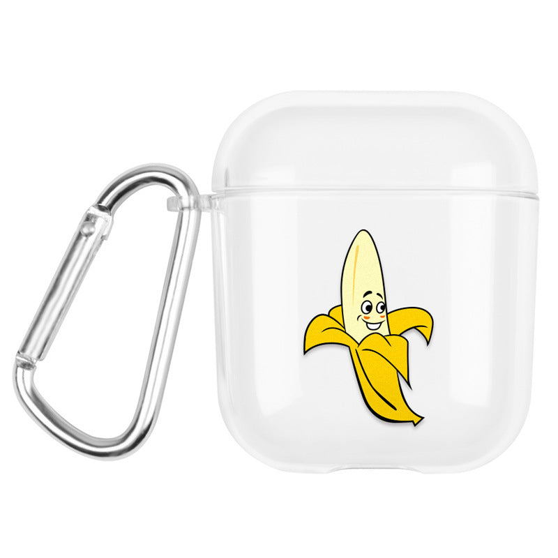 JMT-423754 Transparent Cartoon Hard Shell Case for Apple AirPods (1st & 2nd Generation) - Fun Graffiti Designs