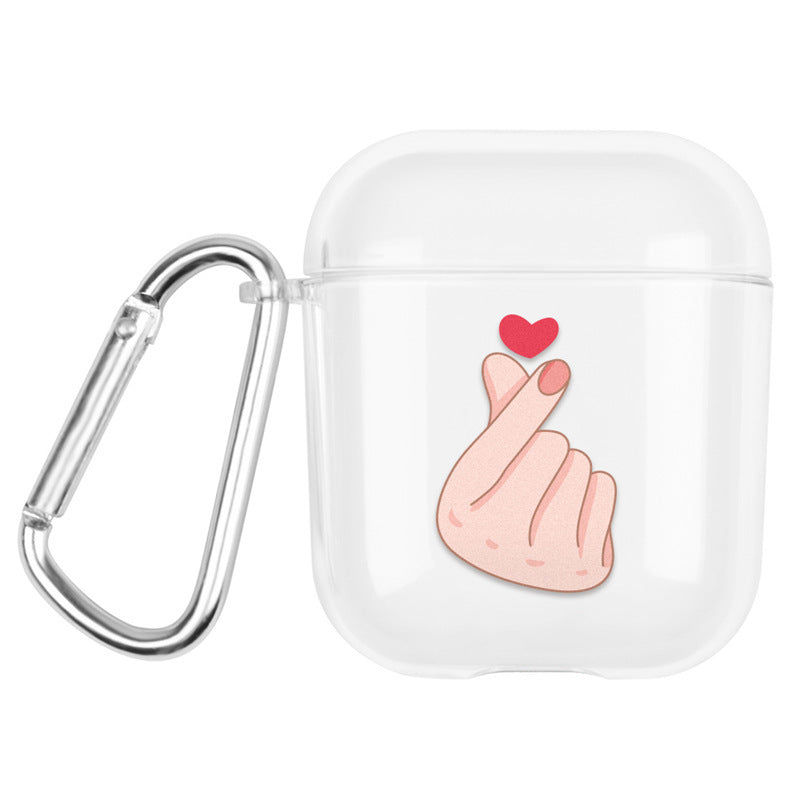 JMT-423754 Transparent Cartoon Hard Shell Case for Apple AirPods (1st & 2nd Generation) - Fun Graffiti Designs