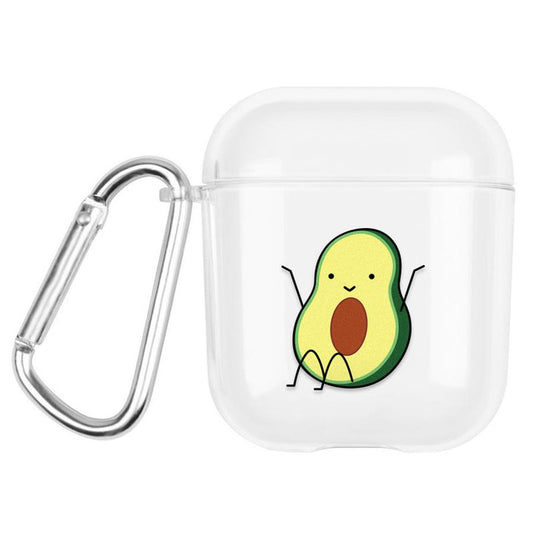 JMT-423754 Transparent Cartoon Hard Shell Case for Apple AirPods (1st & 2nd Generation) - Fun Graffiti Designs