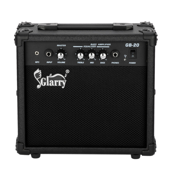 JMT-423946 20W Electric Bass Amplifier with Headphone and Auxiliary Inputs - Compact and Portable Design in Black