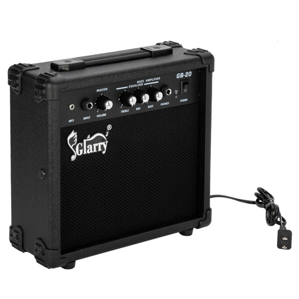 JMT-423946 20W Electric Bass Amplifier with Headphone and Auxiliary Inputs - Compact and Portable Design in Black