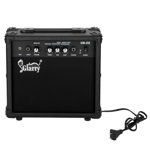 JMT-423946 20W Electric Bass Amplifier with Headphone and Auxiliary Inputs - Compact and Portable Design in Black