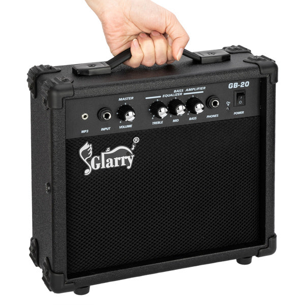 JMT-423946 20W Electric Bass Amplifier with Headphone and Auxiliary Inputs - Compact and Portable Design in Black