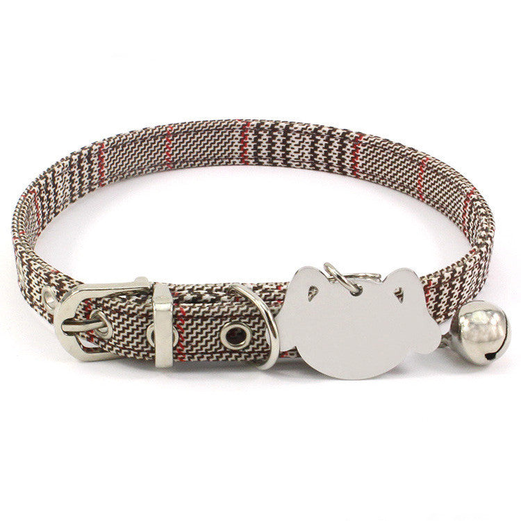 JMT-424266 Double-Sided Laser Engraving Flower Pattern Cat Collar with Copper Bell