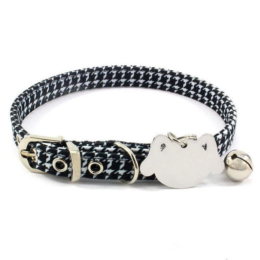 JMT-424266 Double-Sided Laser Engraving Flower Pattern Cat Collar with Copper Bell