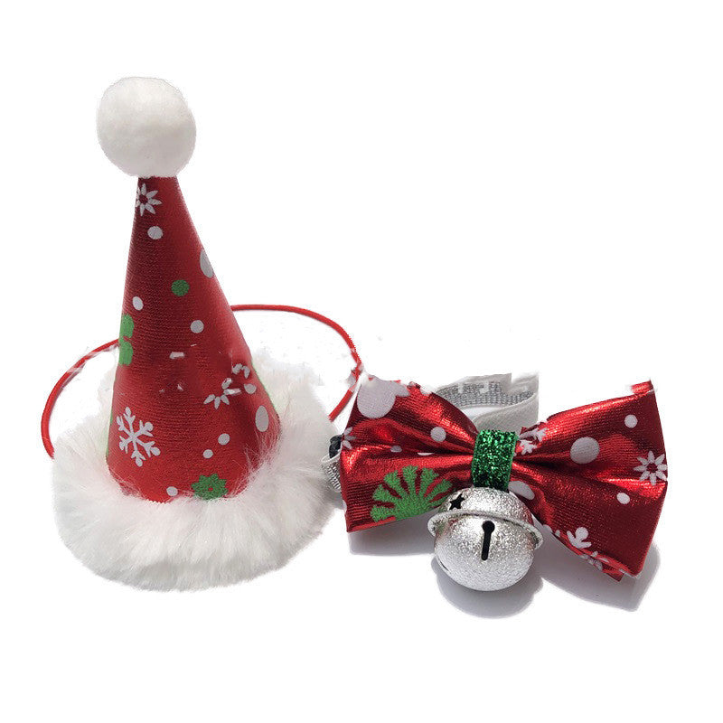 JMT-424394 Pet Christmas Hat and Bow Tie Set for Festive Winter Celebrations