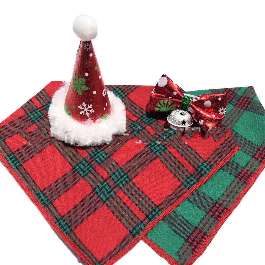 JMT-424394 Pet Christmas Hat and Bow Tie Set for Festive Winter Celebrations