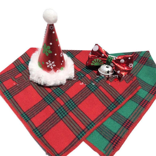 JMT-424394 Pet Christmas Hat and Bow Tie Set for Festive Winter Celebrations