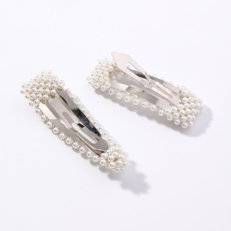 JMT-424458 Elegant Pearl Triangle Hairpin – Alloy Side Clip Accessory