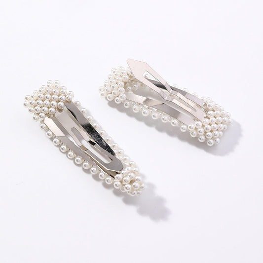 JMT-424458 Elegant Pearl Triangle Hairpin – Alloy Side Clip Accessory