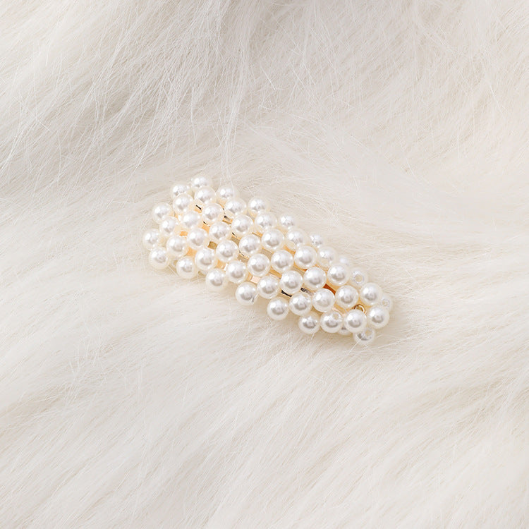 JMT-424458 Elegant Pearl Triangle Hairpin – Alloy Side Clip Accessory