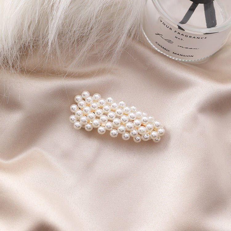 JMT-424458 Elegant Pearl Triangle Hairpin – Alloy Side Clip Accessory