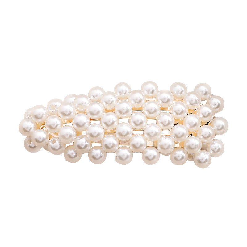 JMT-424458 Elegant Pearl Triangle Hairpin – Alloy Side Clip Accessory