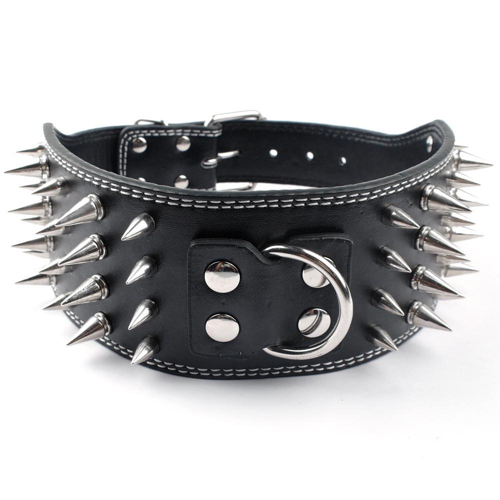 JMT-424586 Crocodile Pattern PU Leather Dog Collar with Adjustable Spikes, 7.5 cm Wide
