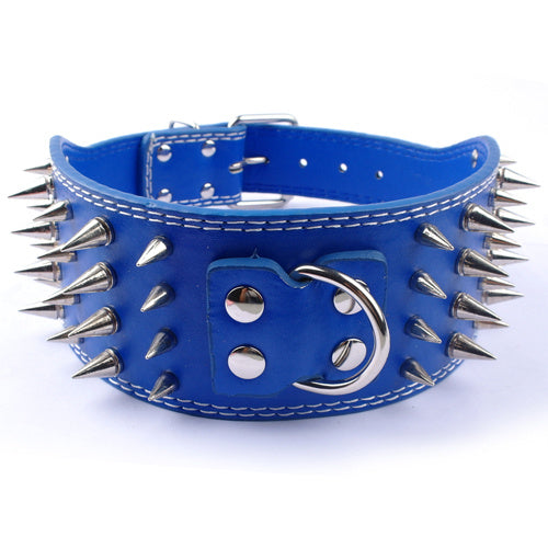 JMT-424586 Crocodile Pattern PU Leather Dog Collar with Adjustable Spikes, 7.5 cm Wide