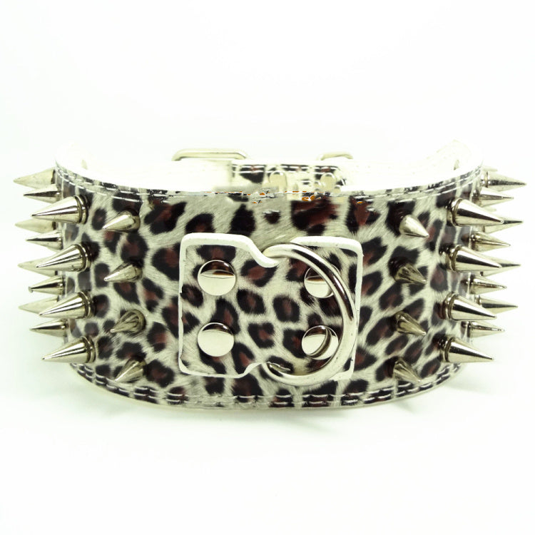 JMT-424586 Crocodile Pattern PU Leather Dog Collar with Adjustable Spikes, 7.5 cm Wide