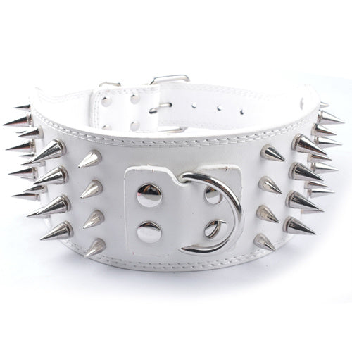 JMT-424586 Crocodile Pattern PU Leather Dog Collar with Adjustable Spikes, 7.5 cm Wide