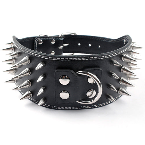 JMT-424586 Crocodile Pattern PU Leather Dog Collar with Adjustable Spikes, 7.5 cm Wide