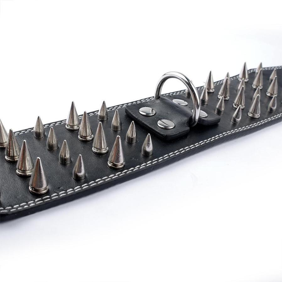 JMT-424586 Crocodile Pattern PU Leather Dog Collar with Adjustable Spikes, 7.5 cm Wide