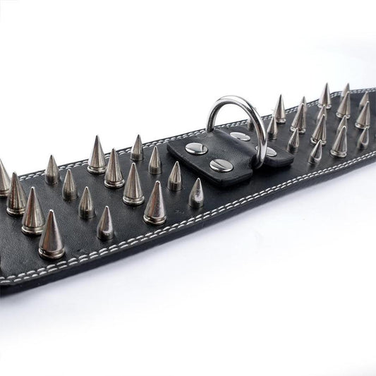 JMT-424586 Crocodile Pattern PU Leather Dog Collar with Adjustable Spikes, 7.5 cm Wide