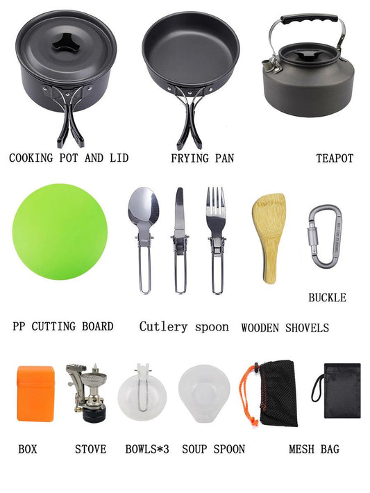 JMT-424970 Compact Camping Teapot and Stove Set for 2-3 People - Perfect for Outdoor Picnic and Cooking