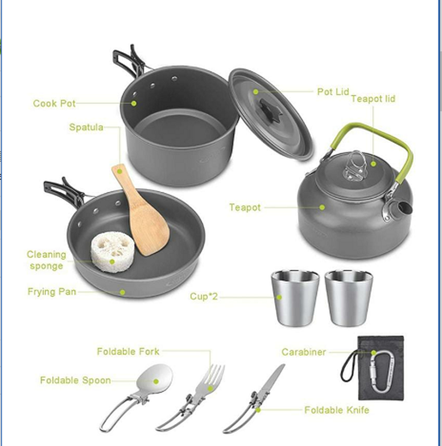 JMT-424970 Compact Camping Teapot and Stove Set for 2-3 People - Perfect for Outdoor Picnic and Cooking