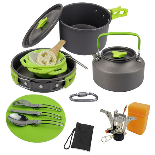 JMT-424970 Compact Camping Teapot and Stove Set for 2-3 People - Perfect for Outdoor Picnic and Cooking