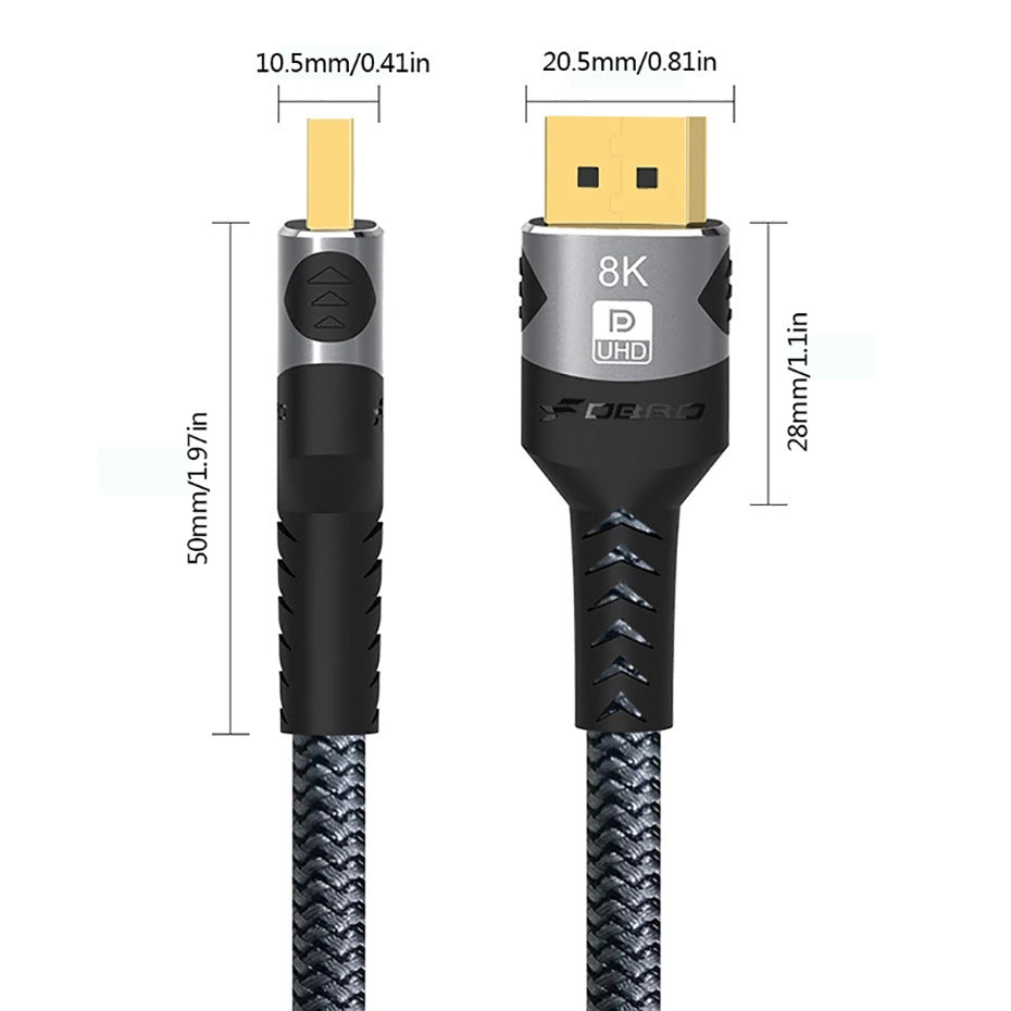 JMT-425098 16K DisplayPort 2.1 Male to Male Cable - Available in 1m, 2m, 3m Lengths - Supports 16K@60Hz and 8K@144Hz