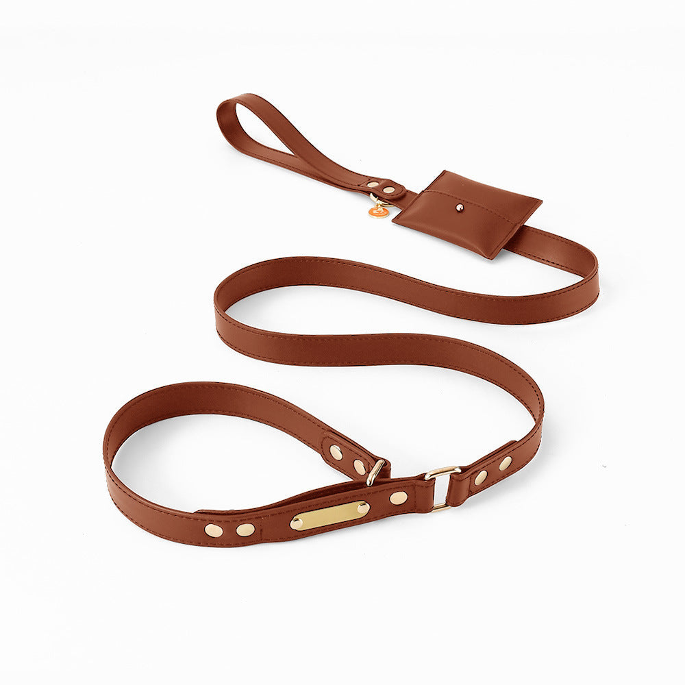 JMT-425418 One-Piece PU Leather Explosion-Proof Dog Leash - Stylish & Durable Design