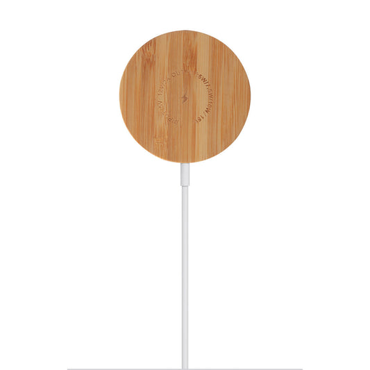 JMT-425610 Magnetic Wireless Charging Pad for iPhone 12 and Other Compatible Models, Bamboo Material, USB-C, Multiple Power Outputs