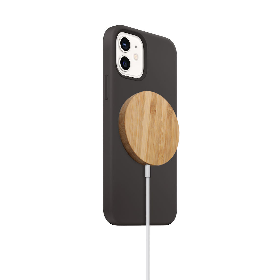 JMT-425610 Magnetic Wireless Charging Pad for iPhone 12 and Other Compatible Models, Bamboo Material, USB-C, Multiple Power Outputs