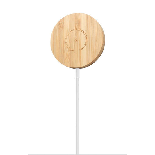 JMT-425610 Magnetic Wireless Charging Pad for iPhone 12 and Other Compatible Models, Bamboo Material, USB-C, Multiple Power Outputs