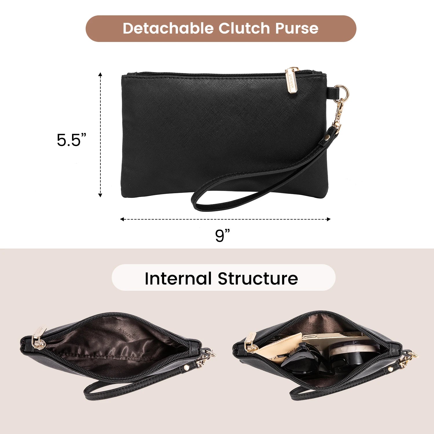 JMT-425802 Stylish 2-Piece Shoulder Bag Set with Clutch Wallet for Work, Travel, and Laptop Use