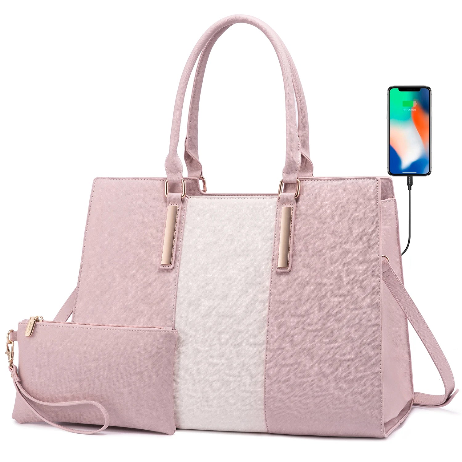 JMT-425802 Stylish 2-Piece Shoulder Bag Set with Clutch Wallet for Work, Travel, and Laptop Use