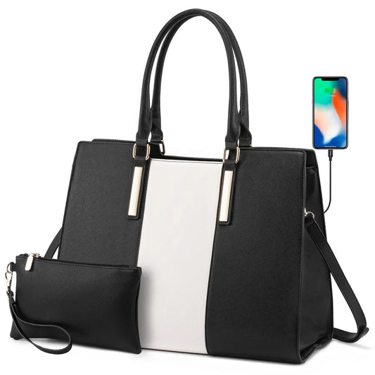 JMT-425802 Stylish 2-Piece Shoulder Bag Set with Clutch Wallet for Work, Travel, and Laptop Use