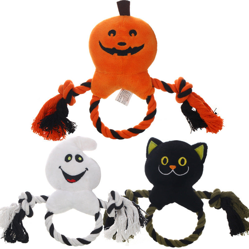JMT-426058 Halloween-Themed Dog Toy: Durable Cotton Rope Knot with Vocal Training Features