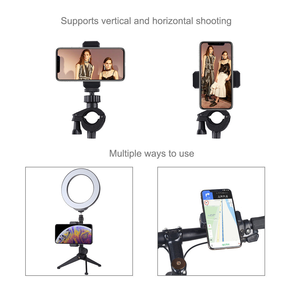 JMT-426250 Mobile Phone Live Support Ring Light with Adjustable Holder in Black