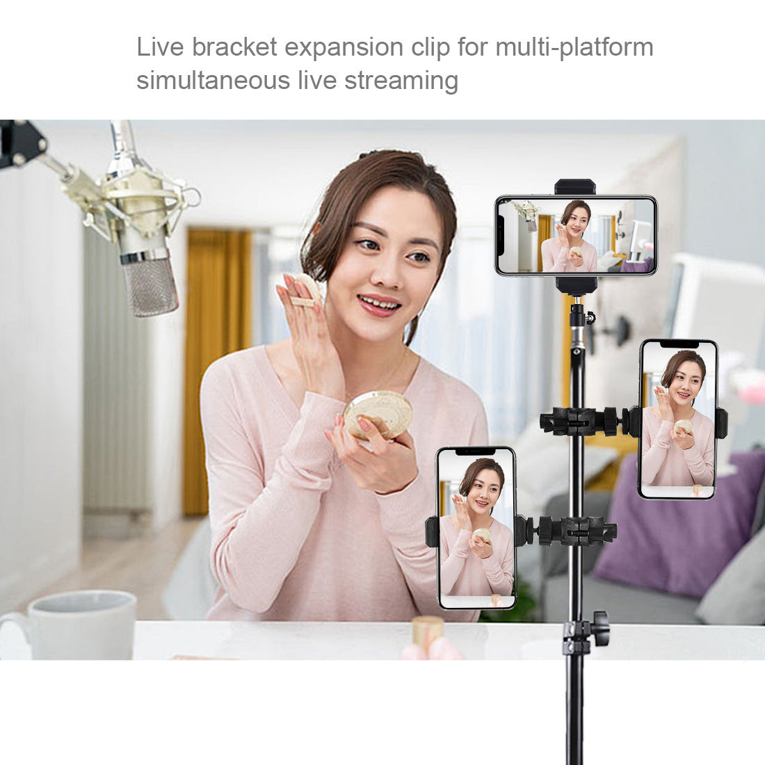 JMT-426250 Mobile Phone Live Support Ring Light with Adjustable Holder in Black