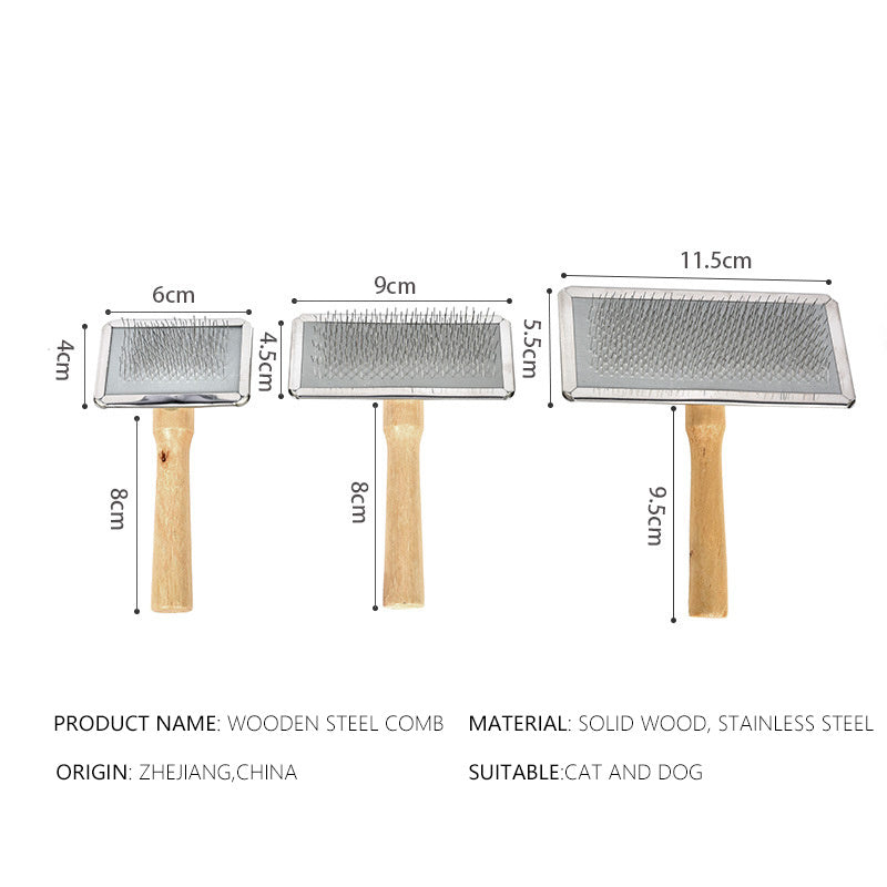 JMT-426314 Wooden Comb with Stainless Steel Needles for Dogs and Cats