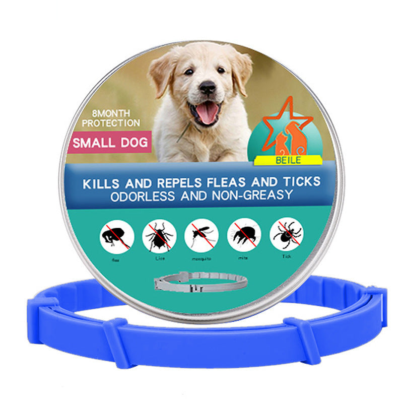 JMT-426890 Flea-Repellent Silicone Collar for Dogs and Cats, Adjustable Size with Tin Box
