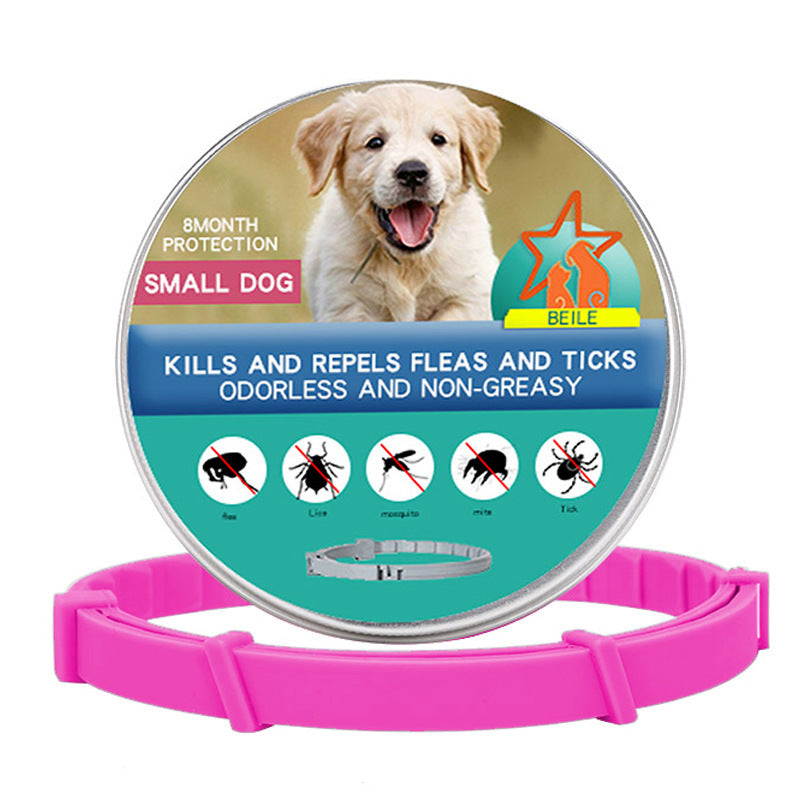 JMT-426890 Flea-Repellent Silicone Collar for Dogs and Cats, Adjustable Size with Tin Box