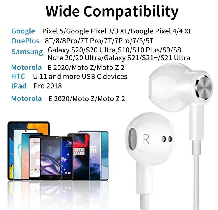 JMT-426890 USB Type-C Stereo In-Ear Headphones with Noise Cancelling and Magnetic Design