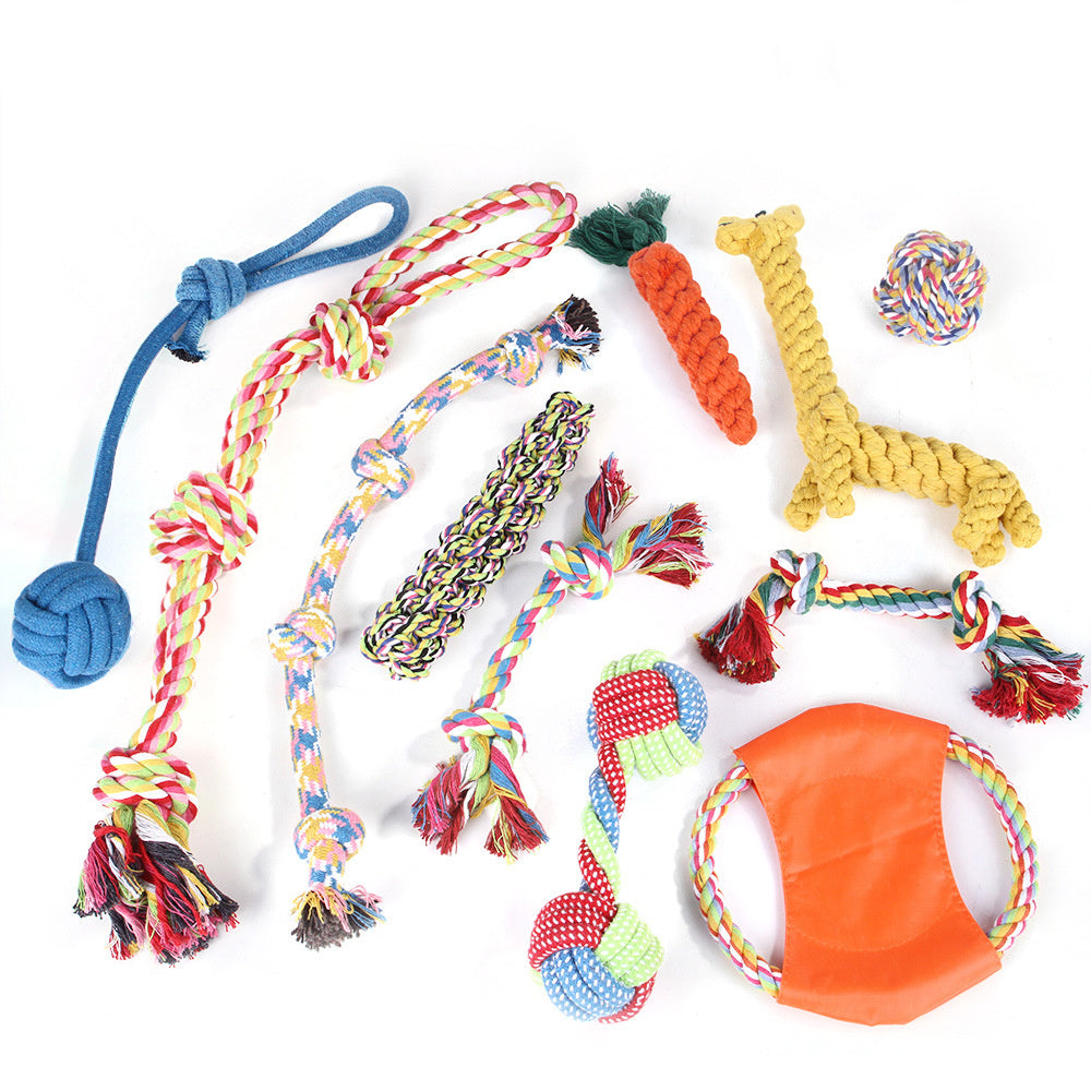 JMT-427210 Dog Bite-Resistant Cotton Rope Knot Toy Set - Multiple Sizes Available