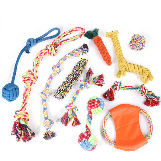 JMT-427210 Dog Bite-Resistant Cotton Rope Knot Toy Set - Multiple Sizes Available