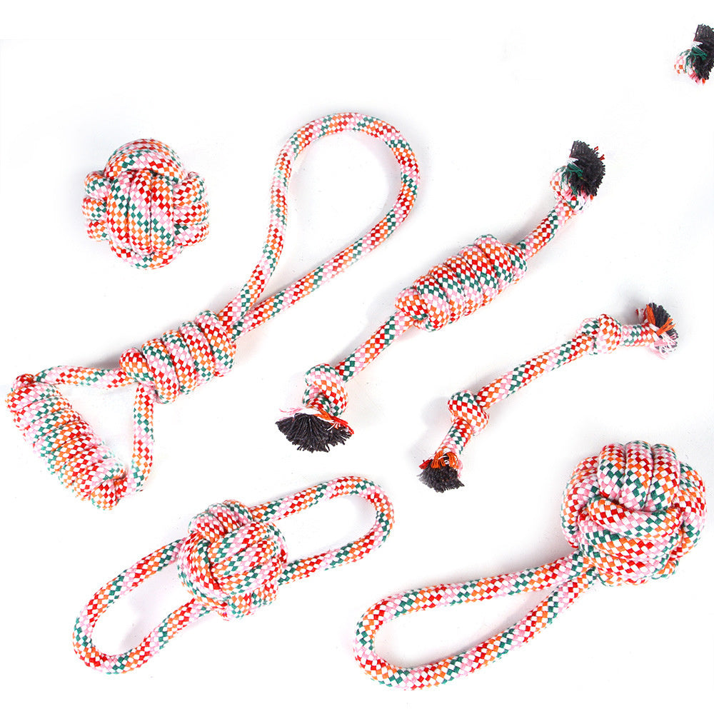 JMT-427210 Dog Bite-Resistant Cotton Rope Knot Toy Set - Multiple Sizes Available
