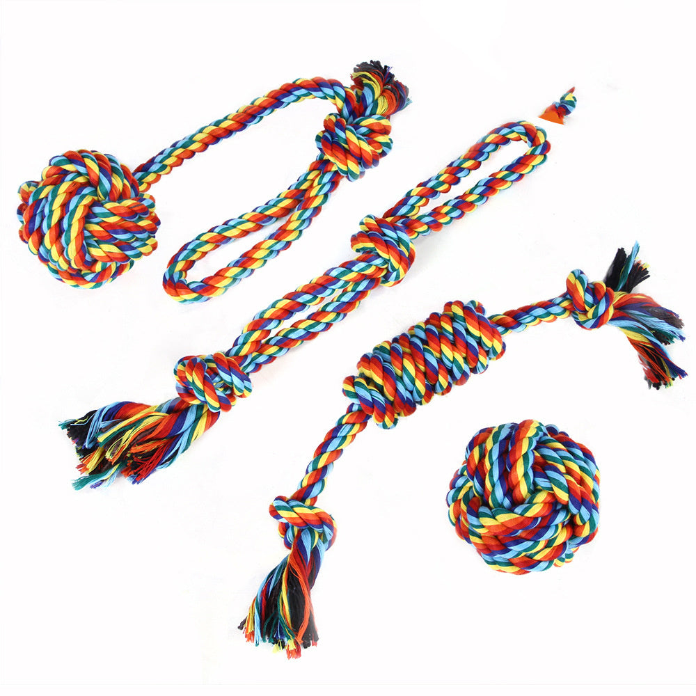 JMT-427210 Dog Bite-Resistant Cotton Rope Knot Toy Set - Multiple Sizes Available